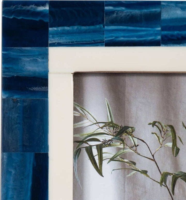Blue/White 4x6 in. Resin Rectangular Border Photo Frame - The Collective Park City
