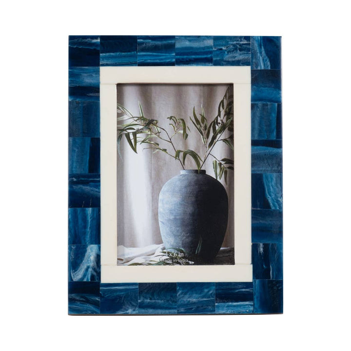 Blue/White 4x6 in. Resin Rectangular Border Photo Frame - The Collective Park City