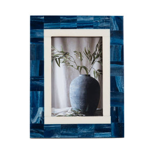 Blue/White 4x6 in. Resin Rectangular Border Photo Frame - The Collective Park City