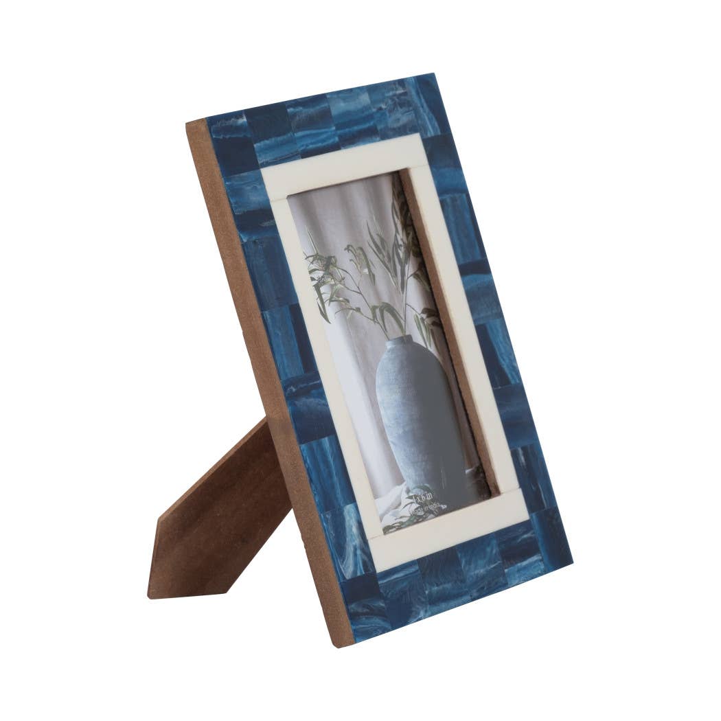 Blue/White 4x6 in. Resin Rectangular Border Photo Frame - The Collective Park City