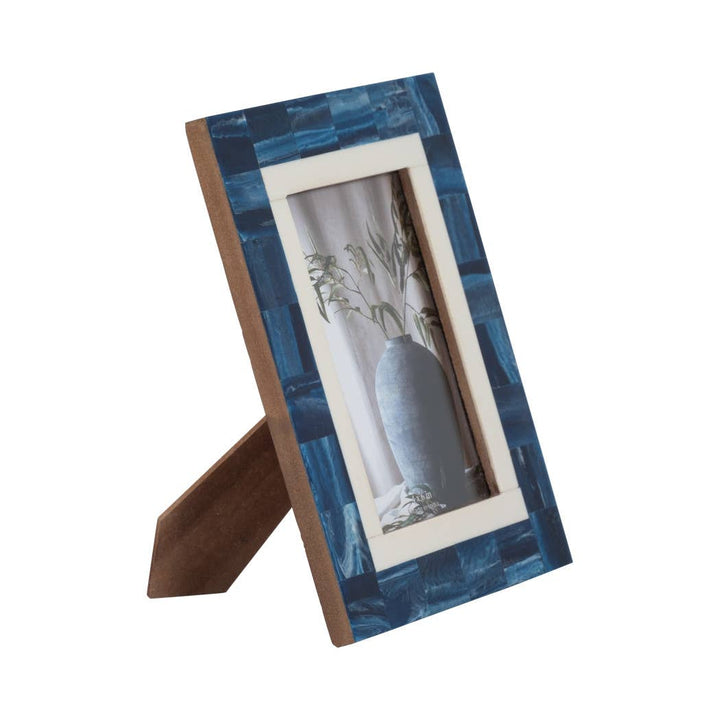 Blue/White 4x6 in. Resin Rectangular Border Photo Frame - The Collective Park City