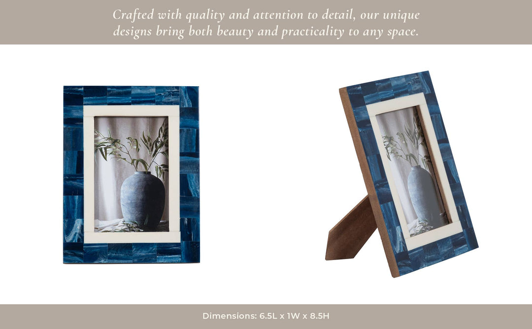 Blue/White 4x6 in. Resin Rectangular Border Photo Frame - The Collective Park City