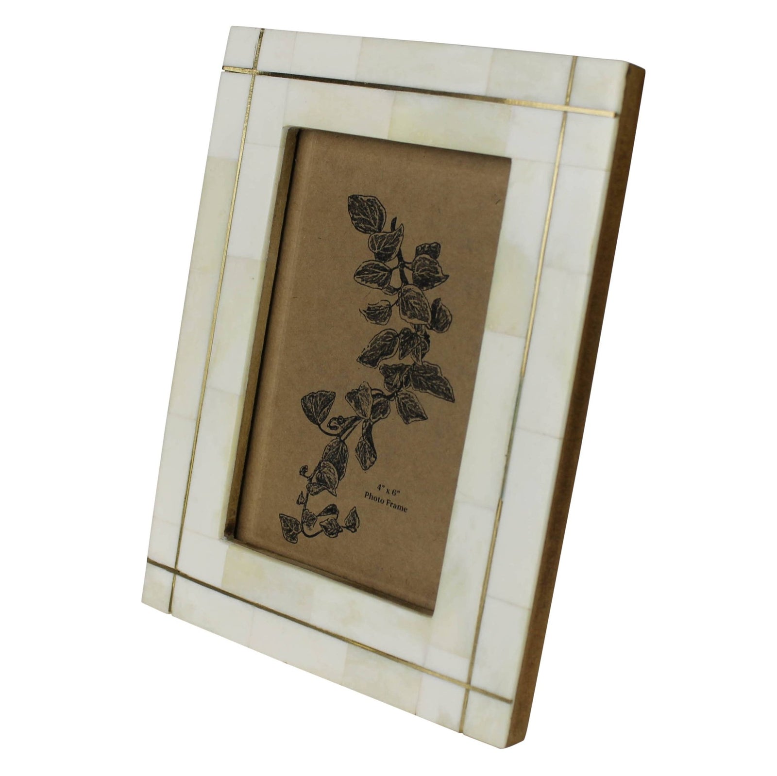 Bone with Brass Grid Frame - 4x6 - The Collective Park City