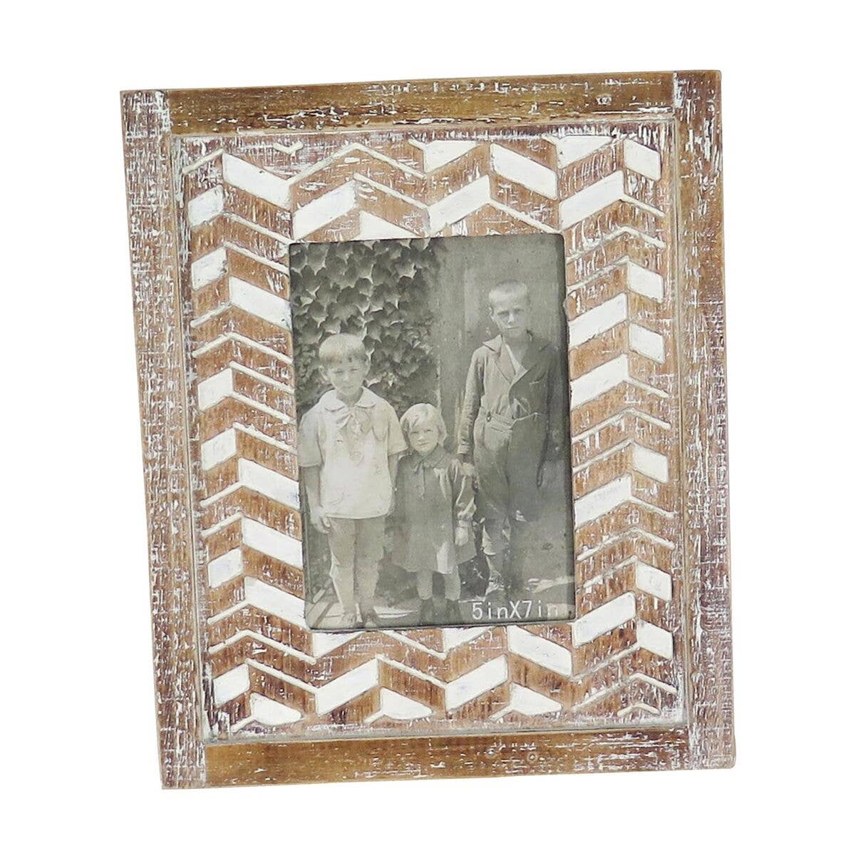 BowdenWhitewash Carved Wood Photo Frame - 5x7 - The Collective Park City