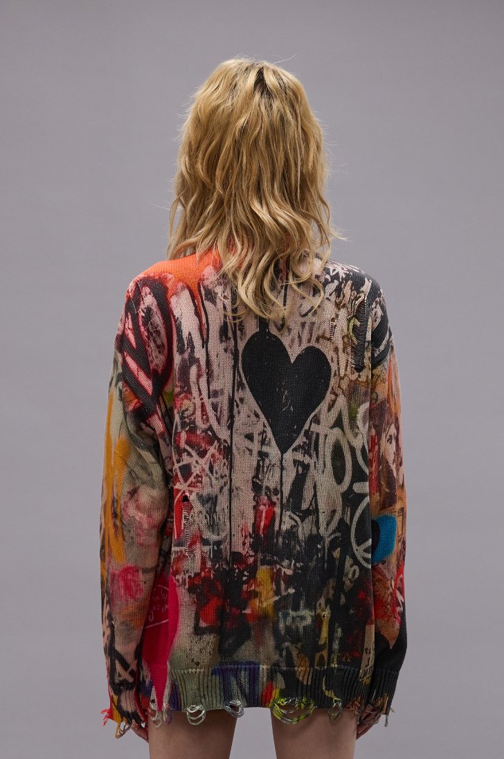 Boyfriend Sweater - Graffiti Heart - The Collective Park City