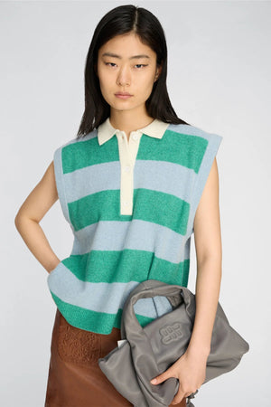 Bracha Sweater Vest - Green Stripes - The Collective Park City