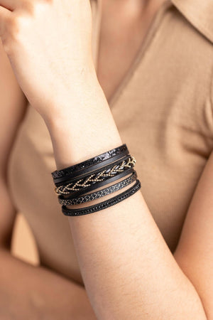 Braided Leather Multi Strand Bracelet: Black - The Collective Park City