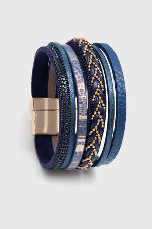 Braided Leather Multi Strand Bracelet: Navy - The Collective Park City