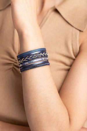 Braided Leather Multi Strand Bracelet: Navy - The Collective Park City