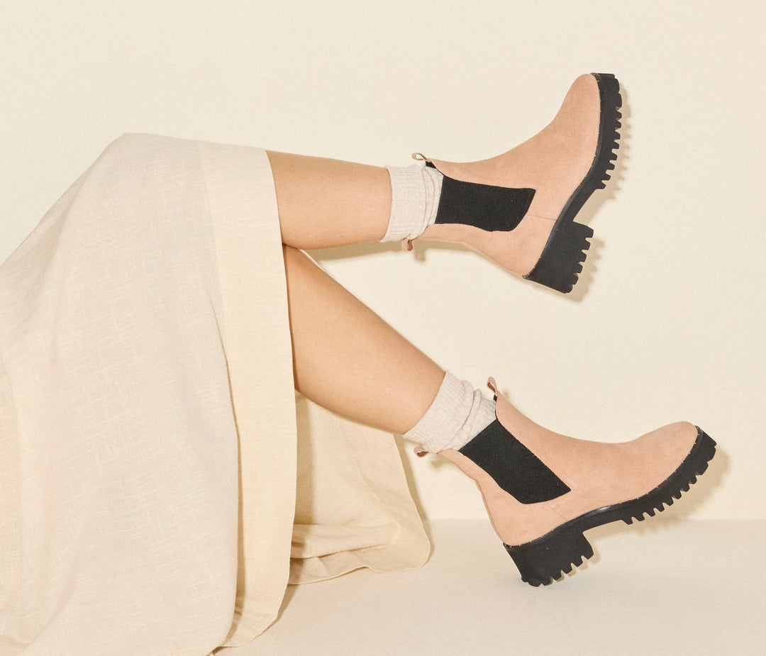Brooke Suede Lug Boots - Blush