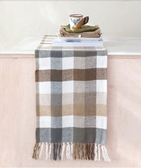 Brushed Cotton Plaid Table Runner - 72"x14" - The Collective Park City