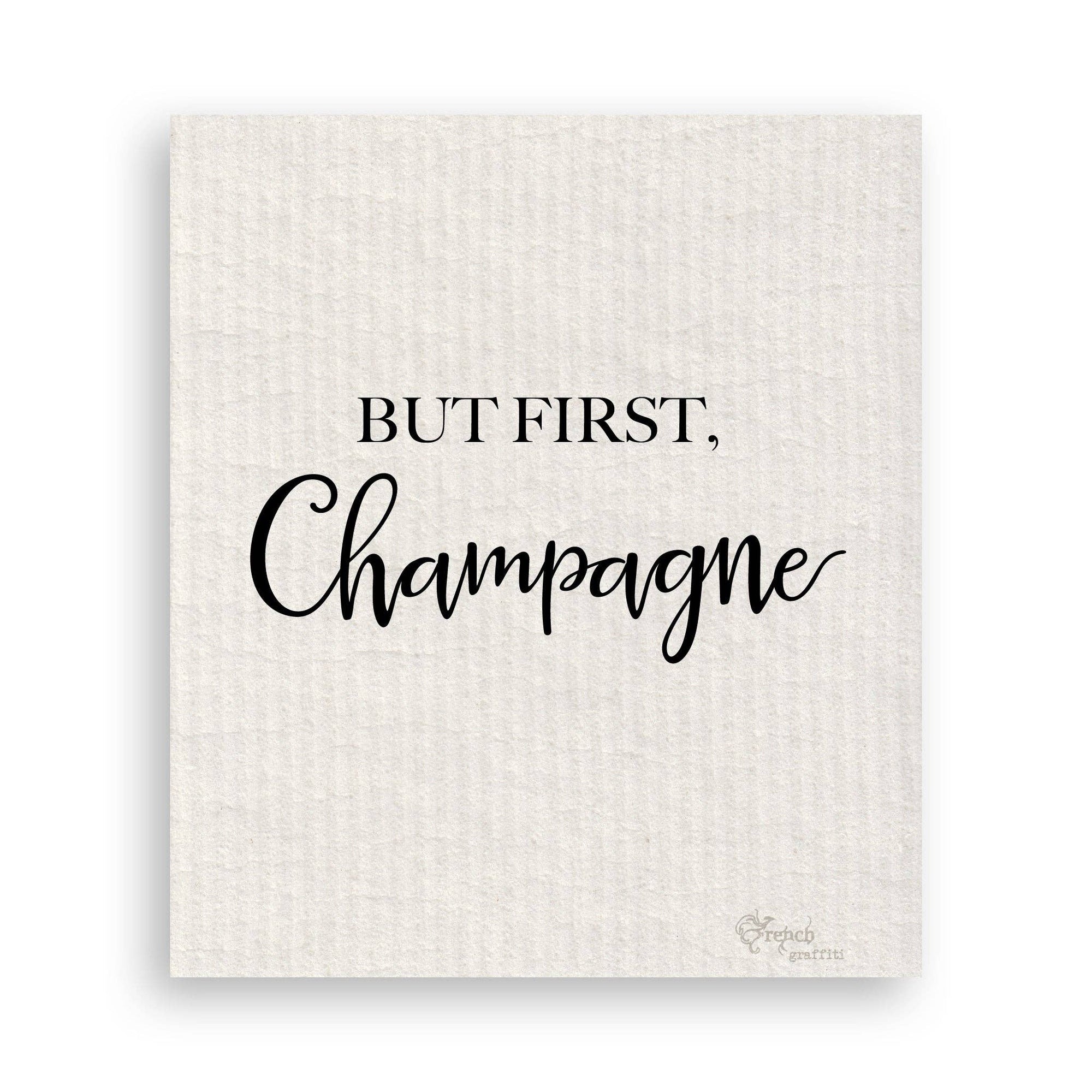 But First Champagne: White Guest Towel / - The Collective Park City