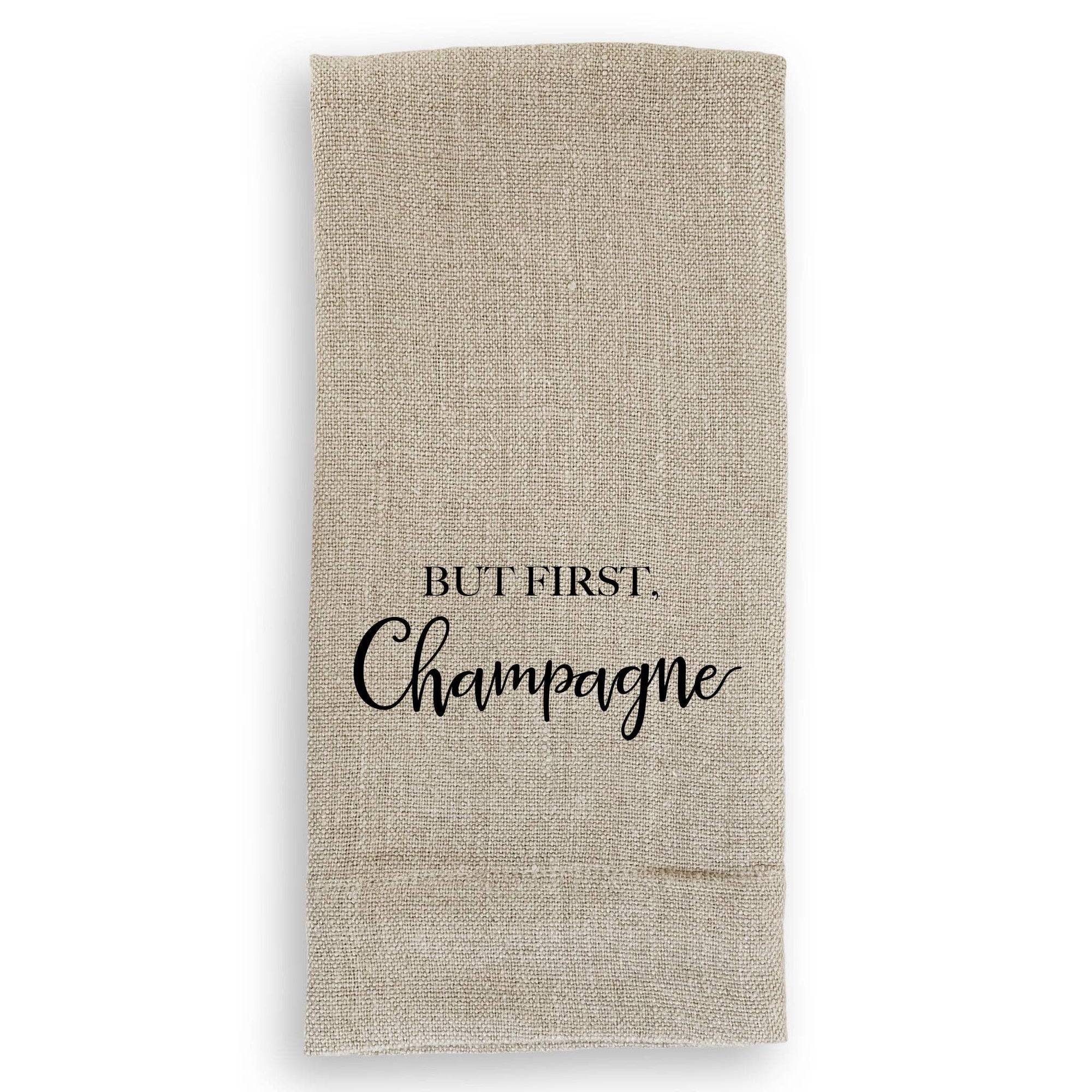 But First Champagne: White Guest Towel / - The Collective Park City