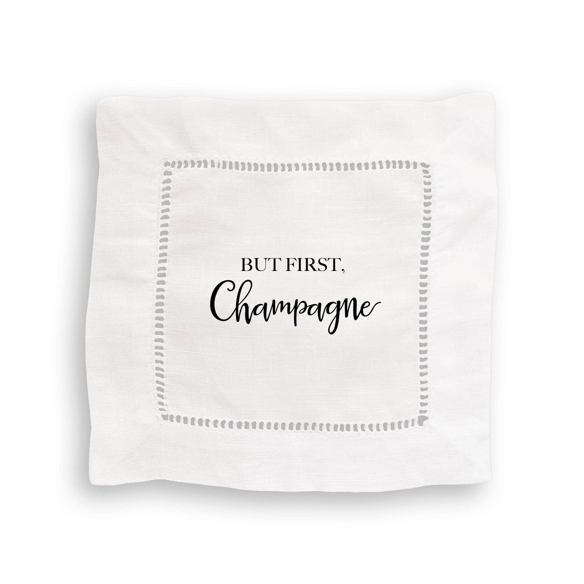 But First Champagne: White Guest Towel / - The Collective Park City