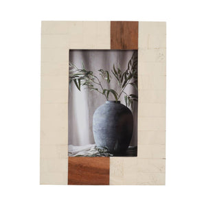 Photo Frame - Ivory Resin/Wood Rectangle Stripe, 4x6 in.