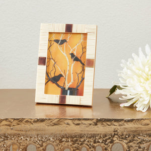 Artisan Ribbed Bone Photo Frame