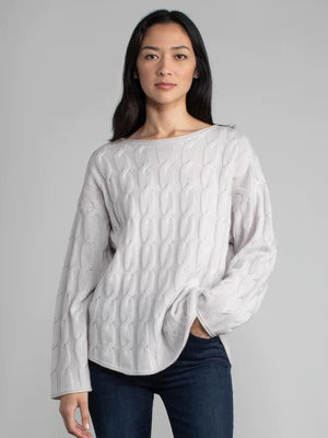 Cable Knit Cashmere Pullover Sweater - The Collective Park City