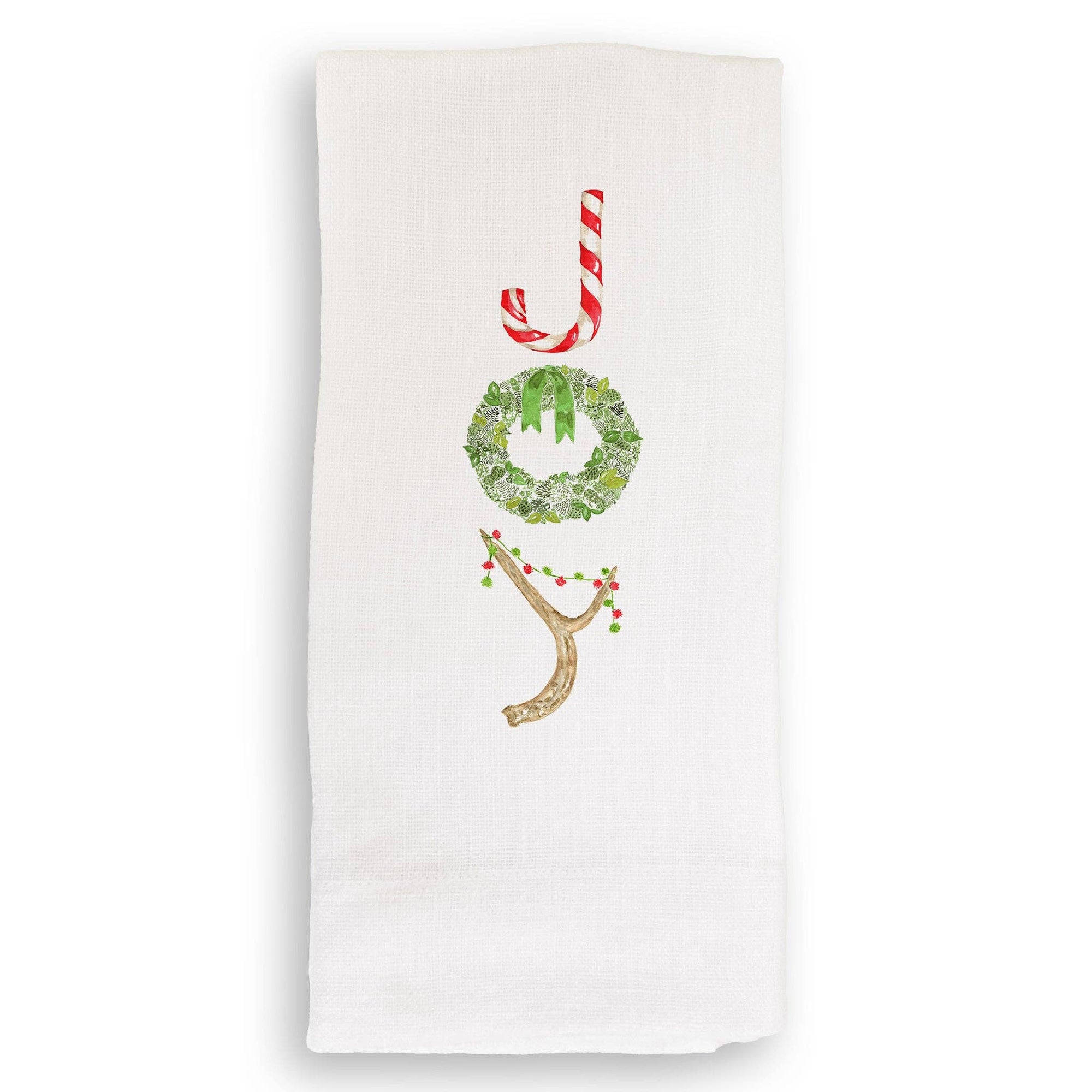 Candy Cane Joy: White Guest Towel / - The Collective Park City