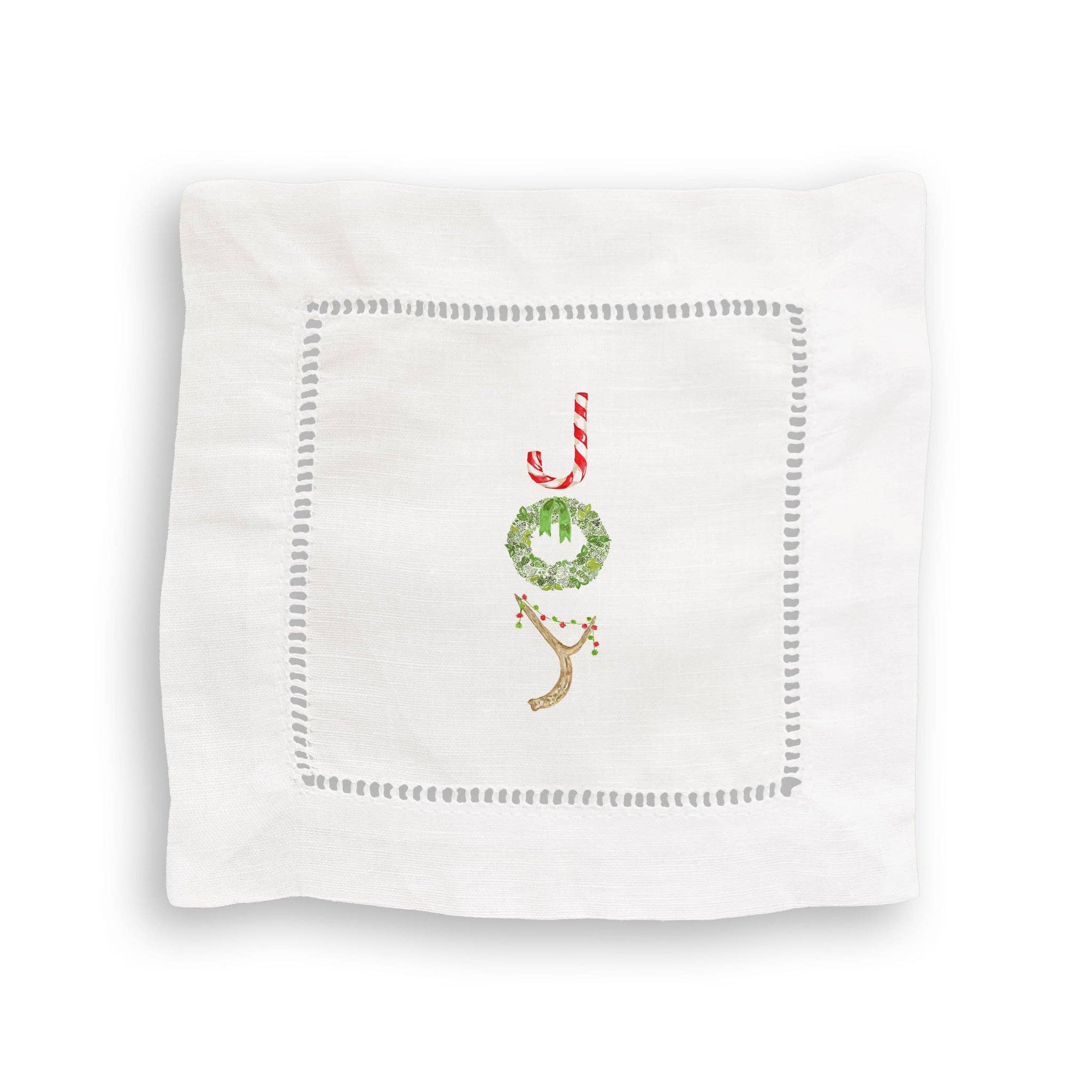 Candy Cane Joy: White Guest Towel / - The Collective Park City