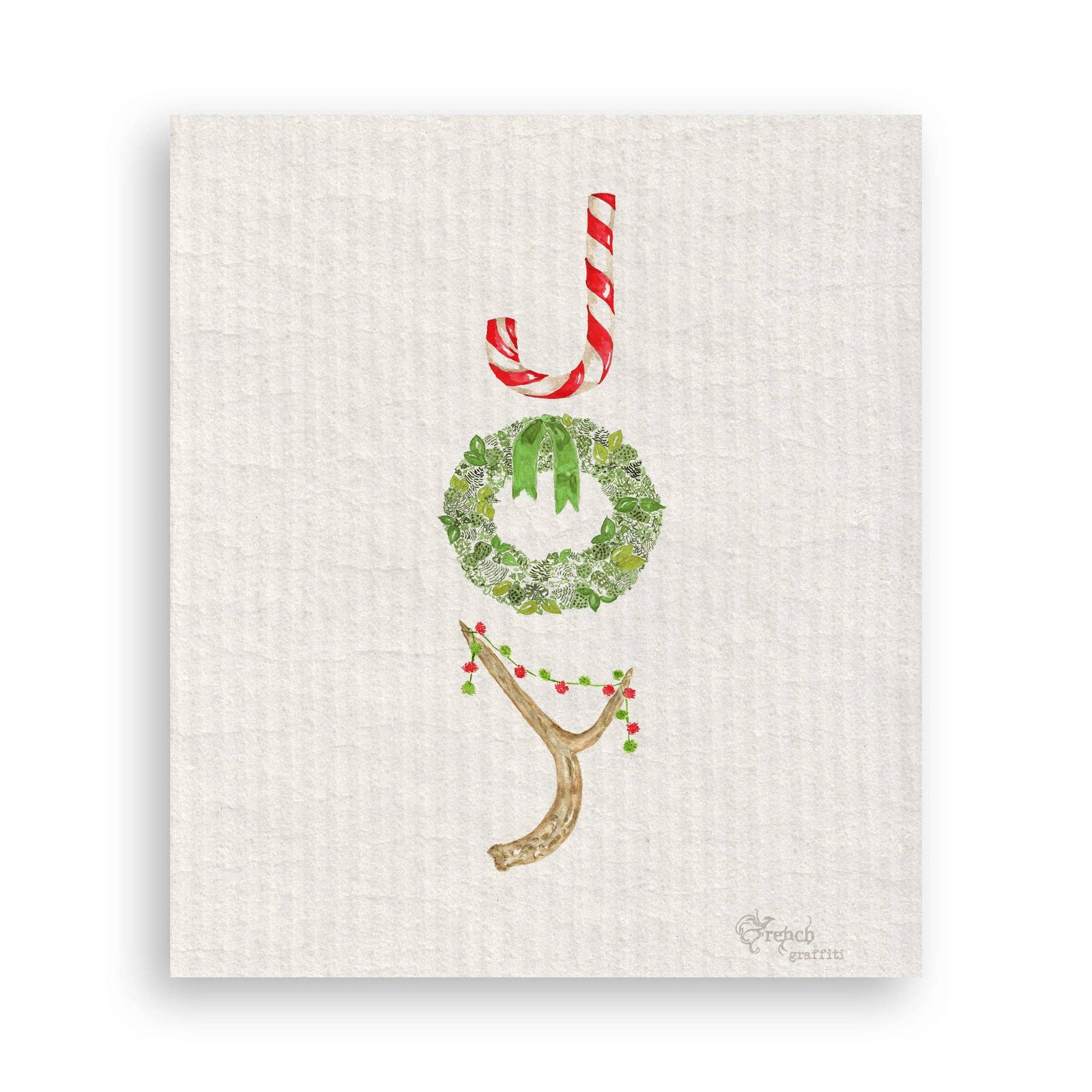 Candy Cane Joy: White Guest Towel / - The Collective Park City