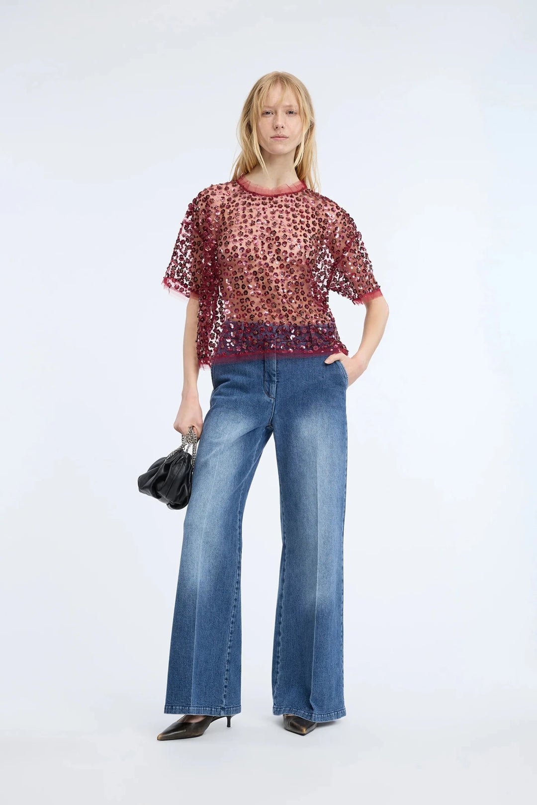 Caralee Embroidered Blouse - Bordeaux - The Collective Park City