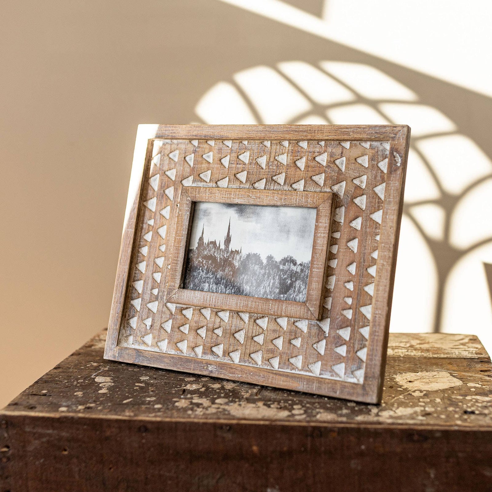 Carved Triangle Wood Photo Frame - 4x6 - The Collective Park City