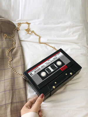 Cassette Tape Clutch Bag w/Chain Strap - The Collective Park City