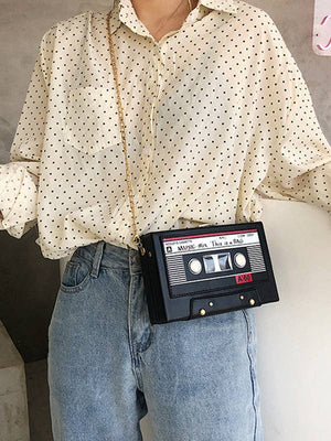 Cassette Tape Clutch Bag w/Chain Strap - The Collective Park City