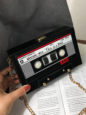 Cassette Tape Clutch Bag w/Chain Strap - The Collective Park City