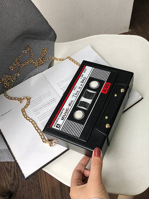 Cassette Tape Clutch Bag w/Chain Strap - The Collective Park City