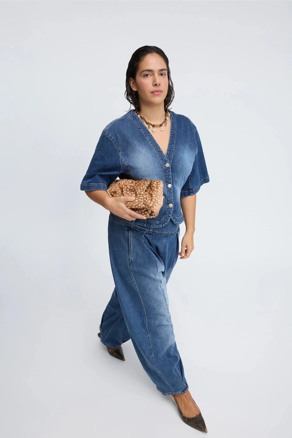 Cassia Tailored Denim Blouse - The Collective Park City