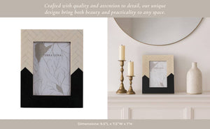 Photo Frame - Ivory/Black Resin Herringbone 2-Tone, 5x7 in.