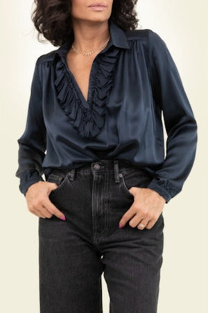 Celine Silk Blouse - Midnight - The Collective Park City