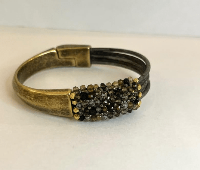 Champagne Shaded Quartz w/Pyrite & Vermeil Bracelet - The Collective Park City