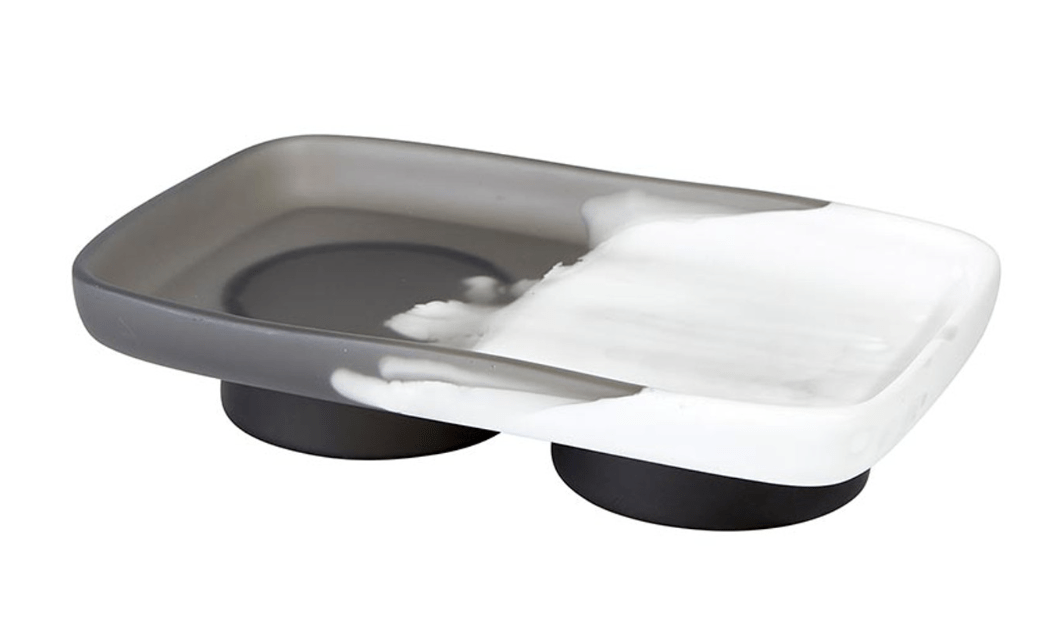 Charcoal &amp; White Oblong Tray with Feet - The Collective Park City