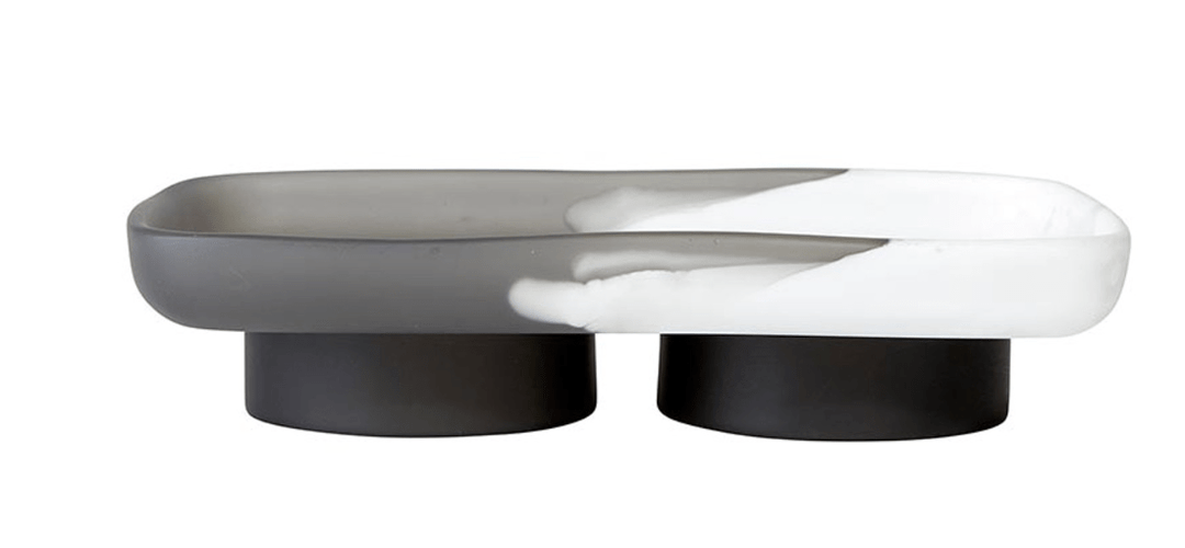 Charcoal &amp; White Oblong Tray with Feet - The Collective Park City