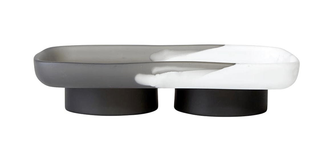 Charcoal & White Oblong Tray with Feet - The Collective Park City