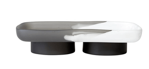 Charcoal & White Oblong Tray with Feet - The Collective Park City