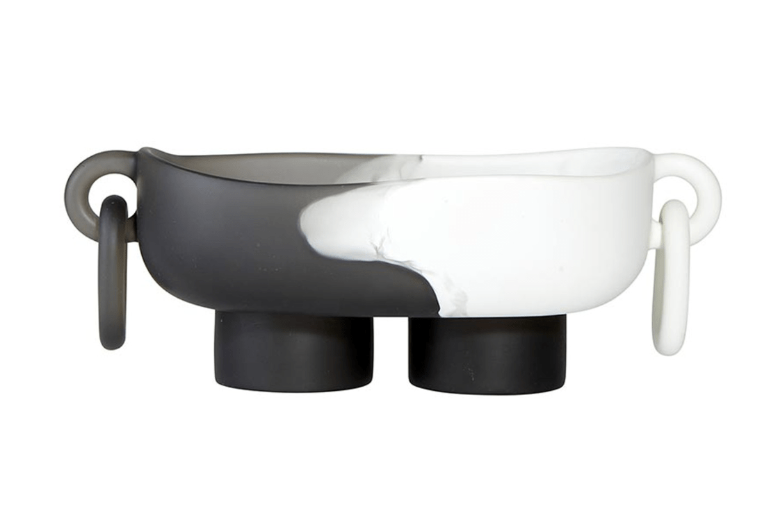 Charcoal & White Resin Serving Bowl with Handles - The Collective Park City