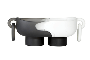 Charcoal & White Resin Serving Bowl with Handles - The Collective Park City