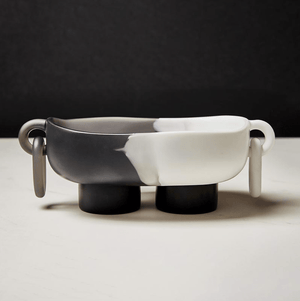 Charcoal & White Resin Serving Bowl with Handles - The Collective Park City