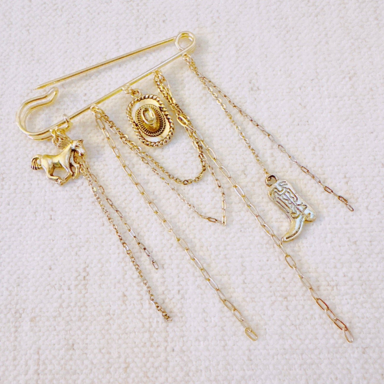 Charm Pin Brooch – Gold Safety Pin - The Collective Park City