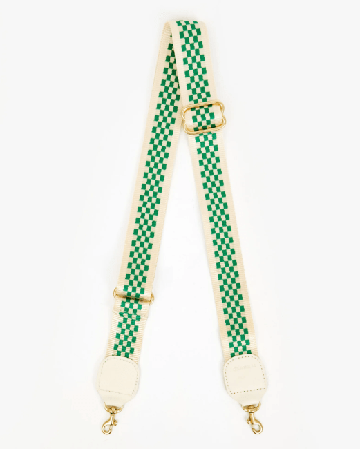 Checkered Adjustable Shoulder Bag Strap - Fern/Cream - The Collective Park City
