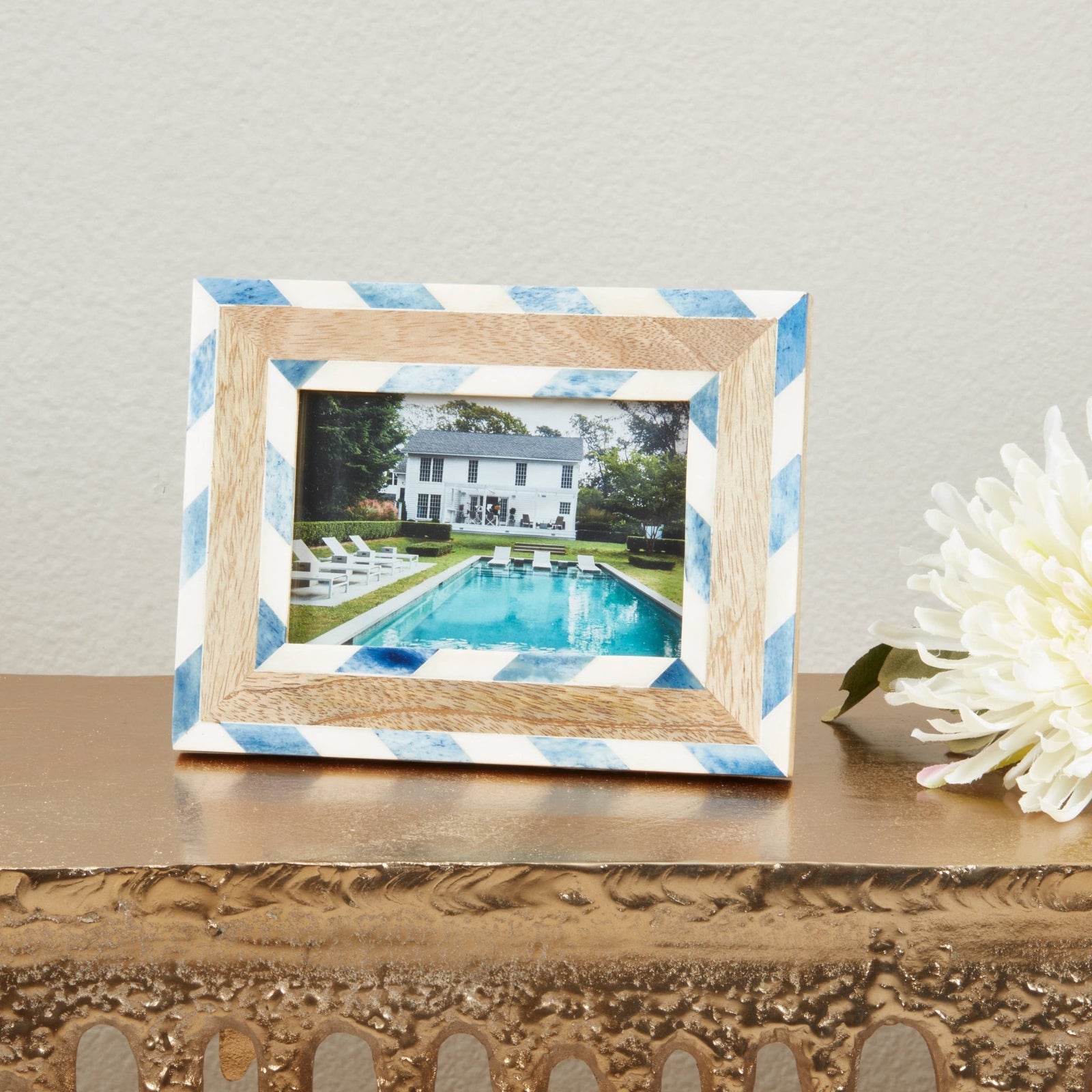 Chevron and Wood Crafted Bone Photo Frame - The Collective Park City