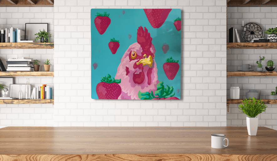 "Chicken & Strawberries" Original Painting - The Collective Park City