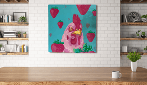 "Chicken & Strawberries" Original Painting - The Collective Park City