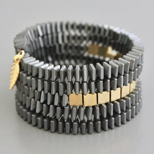 CHRB06 Hematite and brass wrap bracelet - The Collective Park City