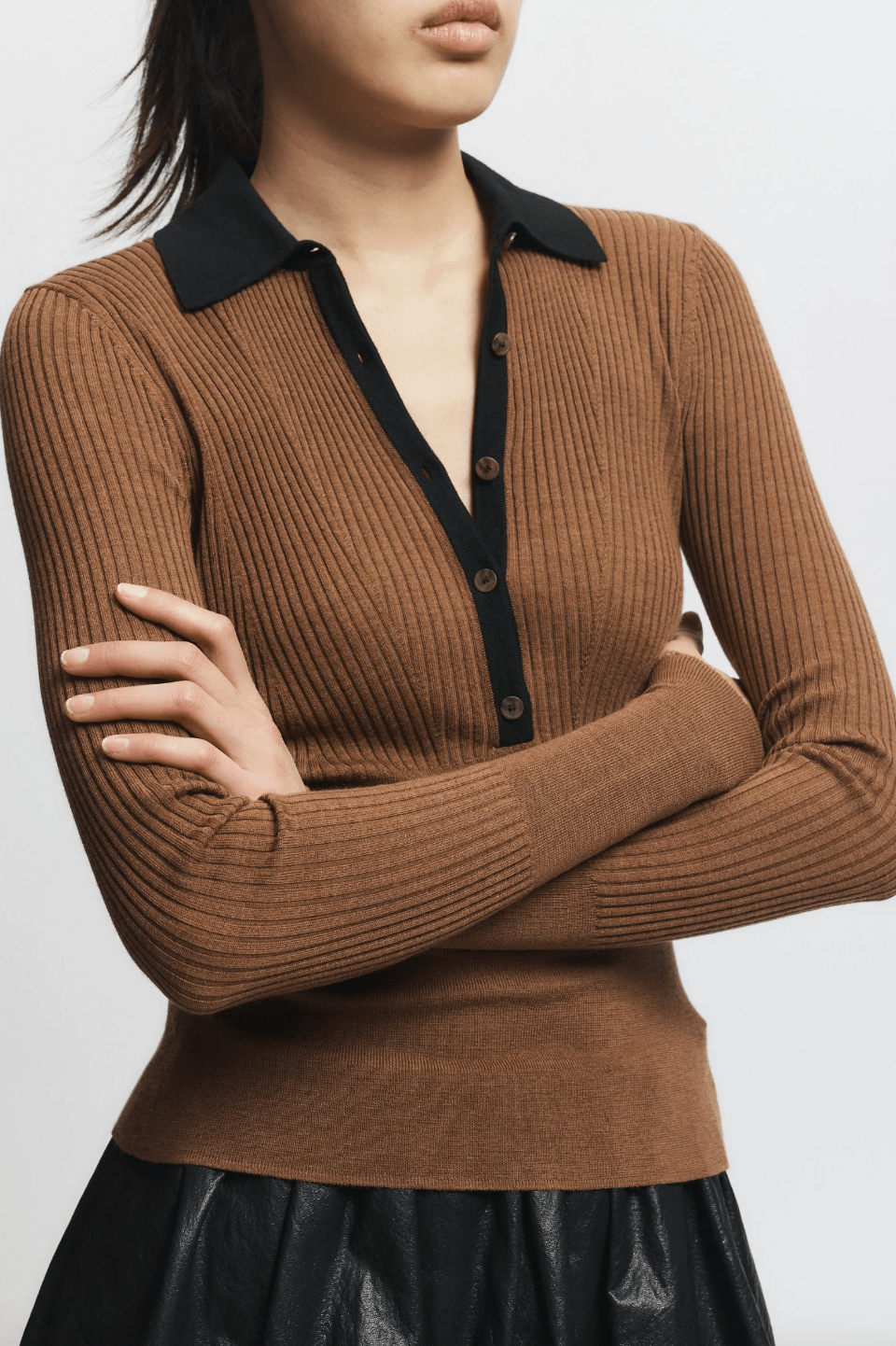 Cillian Rib Polo Sweater Top - The Collective Park City