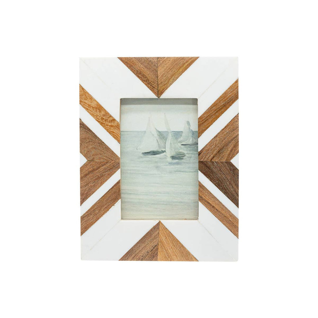 Clement Wood &amp; Resin Photo Frame - White 4X6 - The Collective Park City