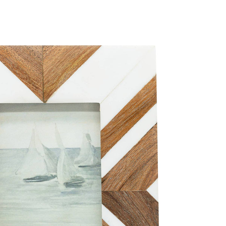 Clement Wood &amp; Resin Photo Frame - White 4X6 - The Collective Park City